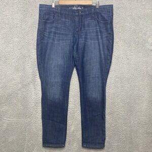 Old Navy Ultra Blue Jeans Women 16R Blue Denim Dark Wash Skinny Whiskered